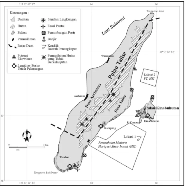 Gambar  5. Peta lokasi isu-isu pengelolaan sumberdaya wilayah pesisir Desa Talise.
