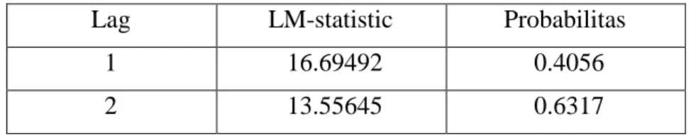 Tabel 4.8 Uji Asumsi Klasik Hasil Autocorrelation-LM Test 