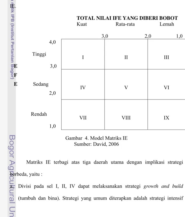 Gambar  4. Model Matriks IE  Sumber: David, 2006 