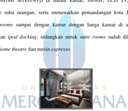 Gambar 3.3. Jenis Kamar Hotel Pullman Jakarta Central Park  (http://www.pullmanjakartacentralpark.com/, diakses 6 April 2013)  