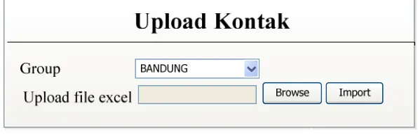 Gambar 3.9  User Interface Upload Kontak 