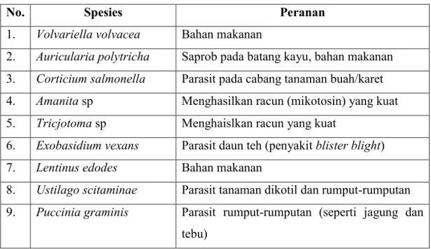 Tabel 2.4 Peranan divisi Basidiomycota 