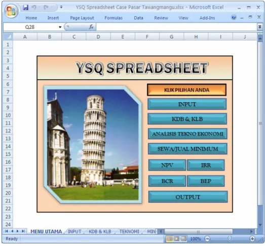 Gambar 2.1. Tampilan menu utama YSQ 1 Spreadsheet 
