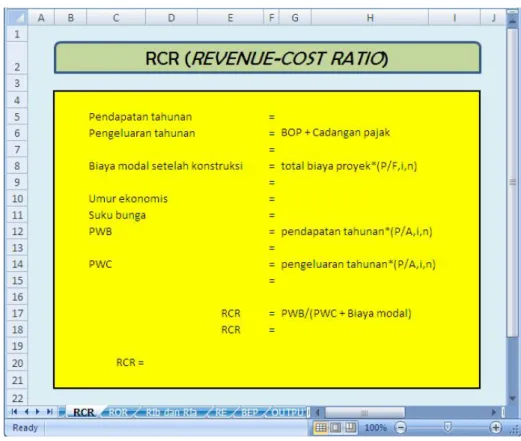 Gambar 4.10. Tampilan lembar RCR YSQ 3 Spreadsheet 