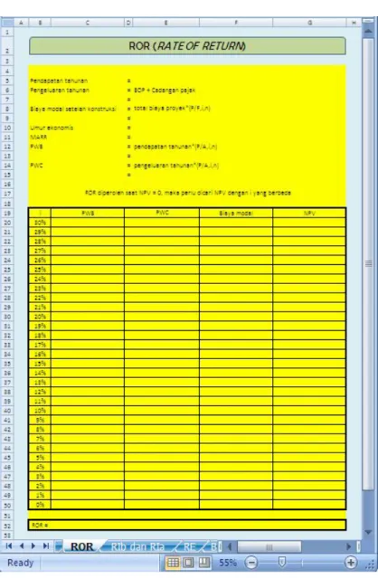 Gambar 4.11. Tampilan lembar ROR YSQ 3 Spreadsheet 