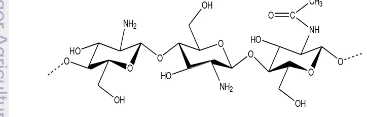 Gambar 2 Struktur kimia kitosan (Prashanth dan Tharanathan 2007). 