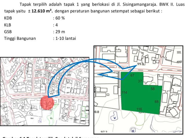 Gambar 6.1 Tapak terpilih Condotel di Semarang  Sumber : Semarang Urban Drainage Masterplan 