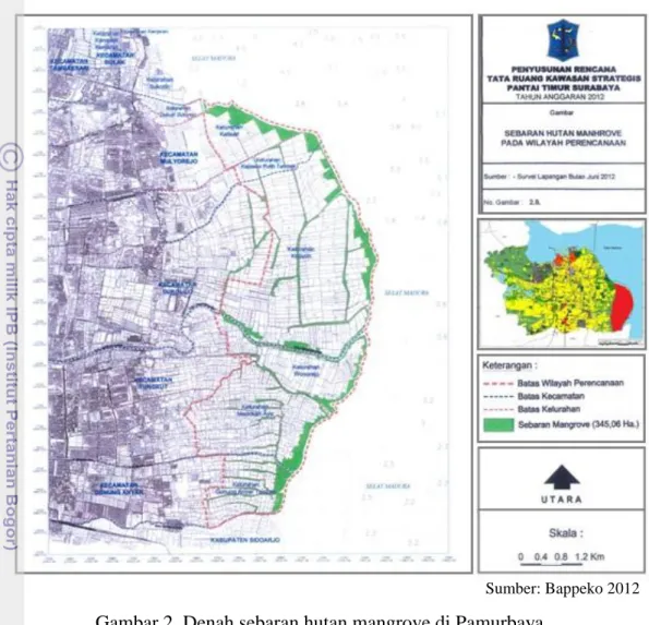 Gambar 2  Denah sebaran hutan mangrove di Pamurbaya. 