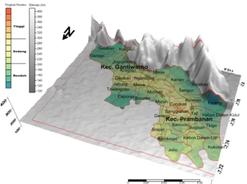 Gambar 6. Mikrozonasi Ketebalan Lapisan Sedimen di Kecamatan Prambanan dan Gantiwarno 