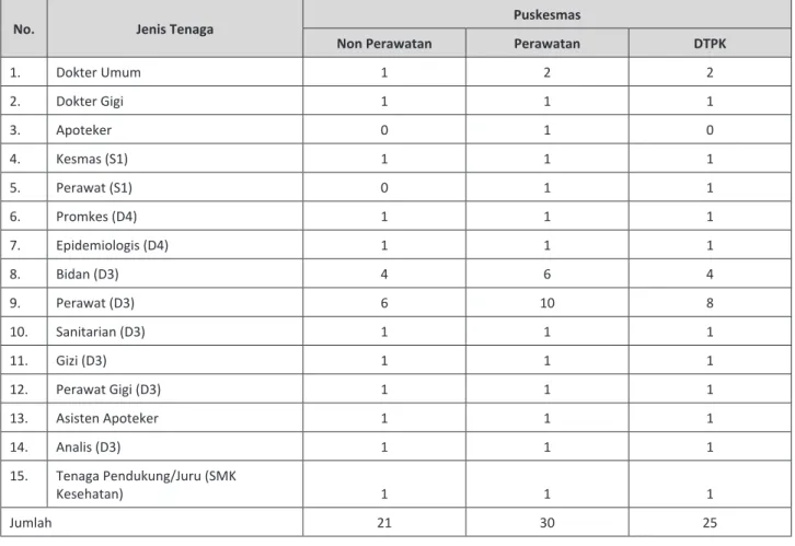 Tabel 5. Pola Kebutuhan SDM Untuk Penyelenggaraan Manajemen Puskesmas