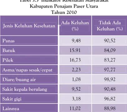 Tabel 3.3  Indikator Kesehatan Masyarakat   Kabupaten Penajam Paser Utara 