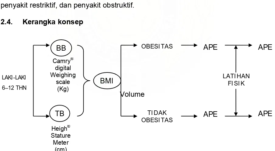 Gambar 5. Perbandingan kapasitas dan volume paru pada keadaan normal, 