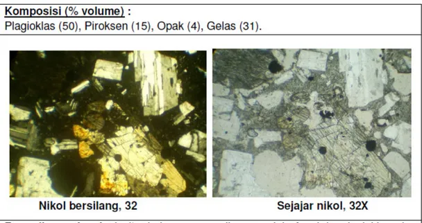 Gambar 4-9. Sayatan tipis batuan Andesitis G.Kelud. 