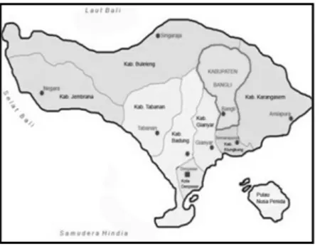 Gambar 1. Lokasi Kabupaten Bangli di  wilayah Bali Utara. 