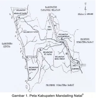 Gambar 1. Peta Kabupaten Mandailing Natal9Sumber : Dinas kesehatan Mandailing Natal, 2001-2005 