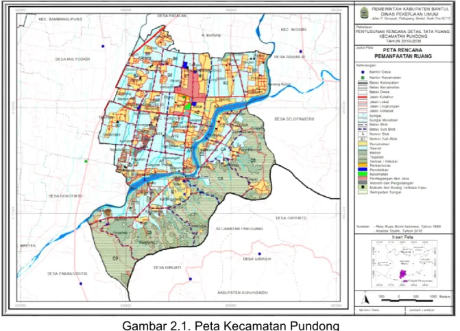 Gambar 2.1. Peta Kecamatan Pundong  2.1.  GEOGRAFIS 