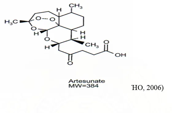 Gambar 7. Struktur kimia Artesunat (WHO, 2006) 