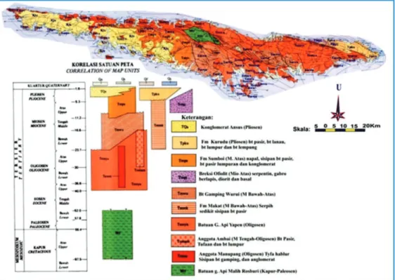 Gambar 5. Peta geologi lembar Pulau Yapen (Atmawinata, drr. 1989).
