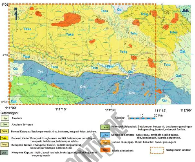 Gambar 2. Peta Geologi Cekungan Ketungau dan sekitarnya, Kalimantan Barat., Heryanto  drr., 1993
