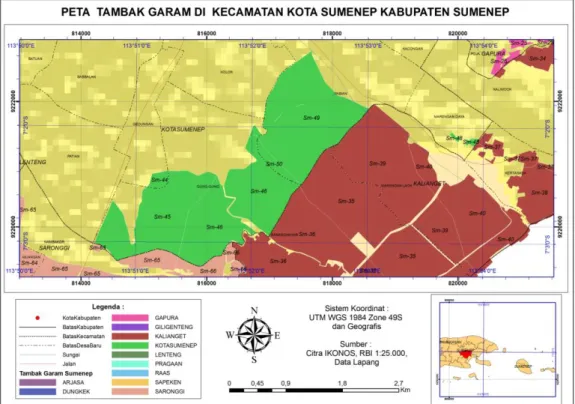 Gambar 10 Peta Tambak Garam di Kecamatan Kota Sumenep Kabupaten  Sumenep 