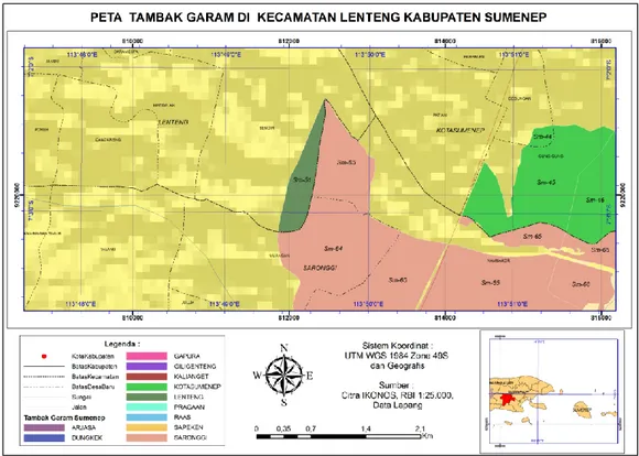 Gambar 11 Peta Tambak Garam di Kecamatan Lenteng Kabupaten Sumenep 