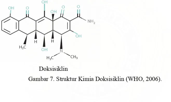 Gambar 7. Struktur Kimia Doksisiklin (WHO, 2006). 