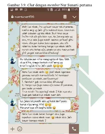 Gambar 3.9. Chat dengan member Nur Sunarti pertama