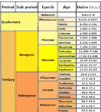 Tabel 1-5 Skala Waktu Geologi Masa Kenozoikum   Menurut U.S. Geological Survey Geologic Time Scale (2007) 