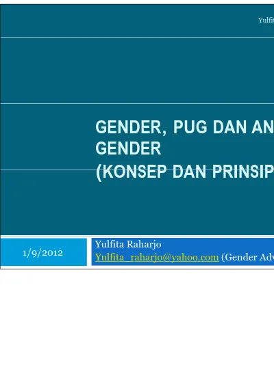 Gender Pug Dan Analisis Gender Konsep Dan Prinsip