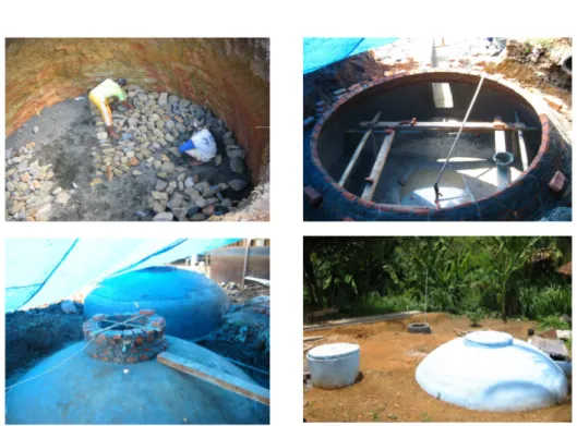 Gambar 2. Disain reaktor biogas tipe fixed dome 