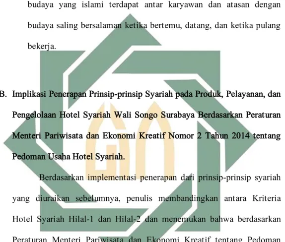 Tabel 4. 1 Hasil Analisis Produk Hotel Syariah Wali Songo Surabaya 