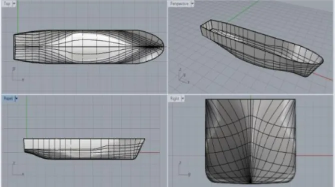 Gambar 3. Pemodelan Kapal Orisinal dengan  Software Rhinoceros 5.0 