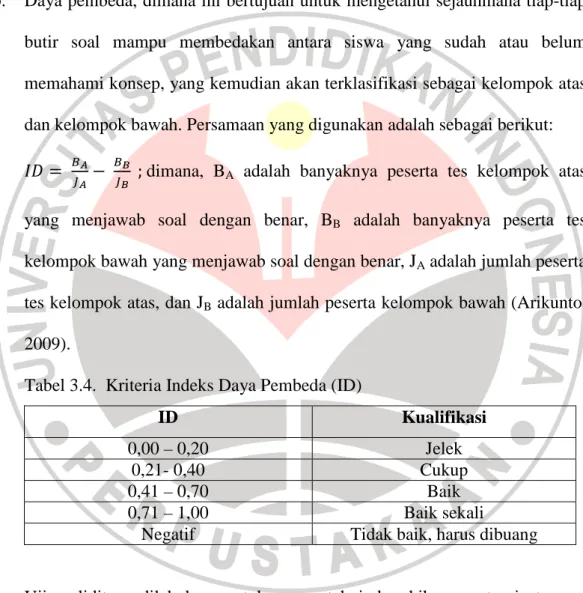 Tabel 3.3.   Kriteria Indeks Kemudahan 