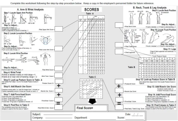 Gambar 2.2 RULA Employee Assessment Worksheet 