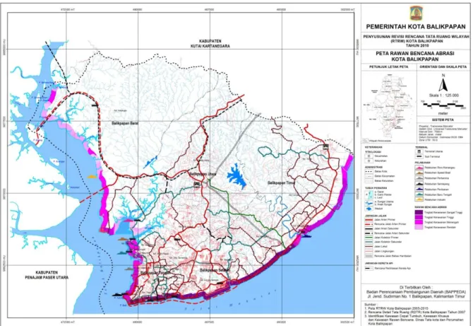 Gambar II – 17. Peta Rencana Kawasan Rawan Bencana Abrasi Kota Balikpapan  8.  Konservasi Laut Dan Pesisir 