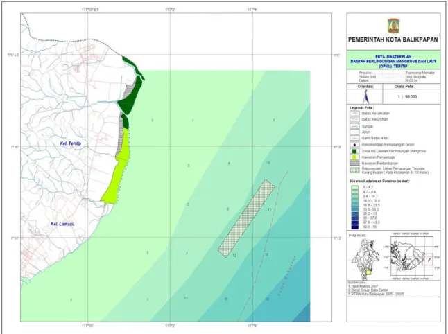 Gambar II – 19. Peta Masterplan dan Daerah Perlindungan Laut (DPML) Teritip   Kota Balikpapan 