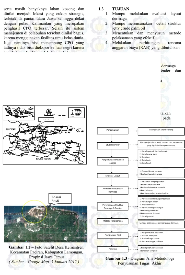 Gambar 1.1 - Lokasi Studi  ( Sumber :Peta Jawa Timur) 