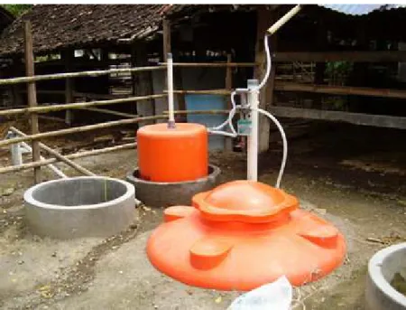 Gambar 3. Contoh pembuatan instalasi biogas untuk pedesaan (Ginting, 2006) 