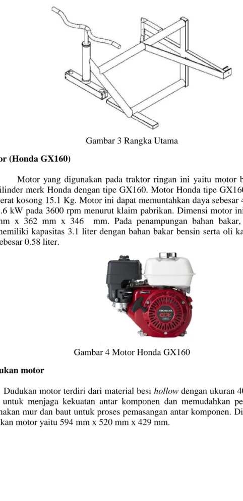 Gambar 3 Rangka Utama  Motor (Honda GX160) 