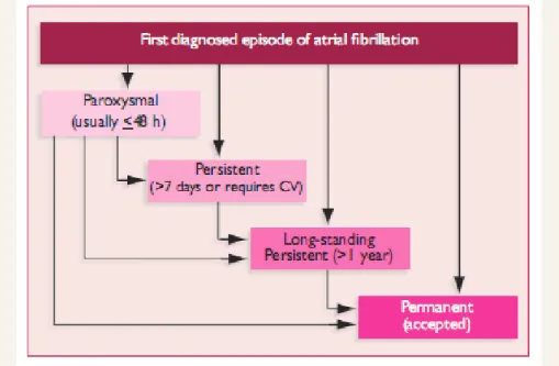 Gambar 2 Tipe fi brilasi atrium; AF=fi brilasi atrium; CV=kardioversi 6 ; h=hour