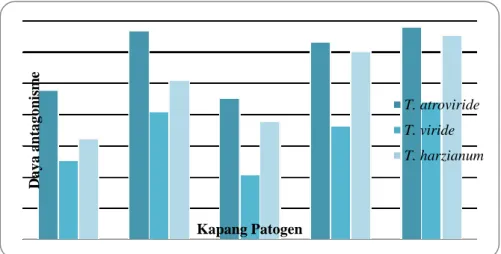Tabel  1  Hasil  Uji  BNT  5%  Tentang  Daya  Antagonisme  Antara  Kapang  Trichoderma  spp