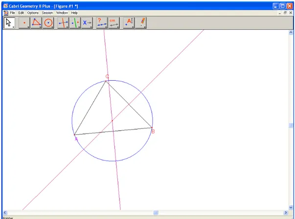 Gambar 1.Lukisan  lingkaran luar suatu segitiga 