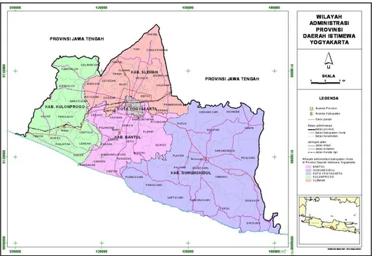 Gambar 3. 1 Peta Administrasi Kota Yogyakarta  Sumber : http://www.pip2bdiy.org/sigperkim/peta.php 