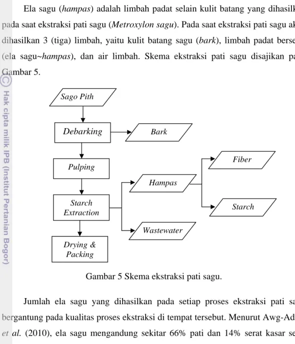 Gambar 5 Skema ekstraksi pati sagu. 