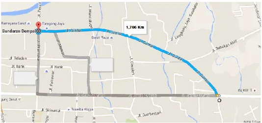 Gambar 4.1 Peta Jalan Guntur Aplikasi Google Map 