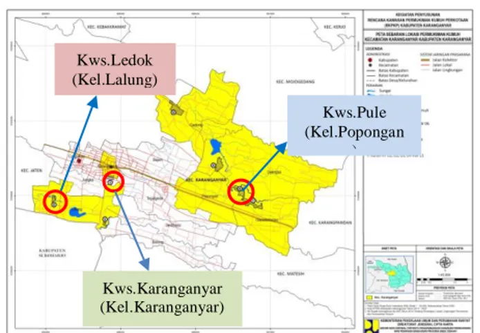 Gambar 1. Peta Lokasi Penelitian Kecamatan Karanganyar  (Sumber : RKP-KP Kab Karanganyar) 