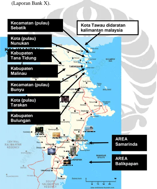 Gambar 1.1. Peta lokasi propinsi Kalimantan Timur dan Perbatasan 