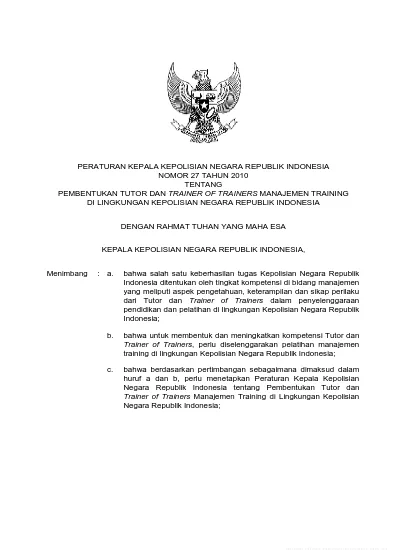 DENGAN RAHMAT TUHAN YANG MAHA ESA KEPALA KEPOLISIAN NEGARA REPUBLIK ...