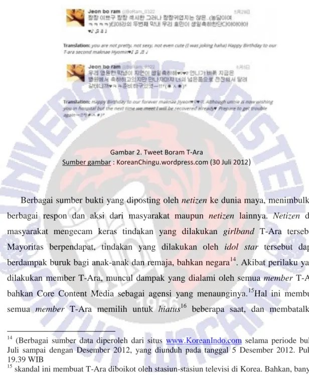 Gambar 2. Tweet Boram T-Ara 