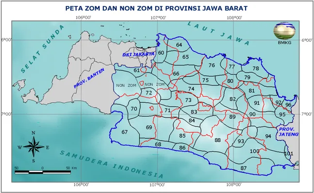 Tabel 1. Wilayah Zona Musim (ZOM) Jawa Barat sebagai berikut :